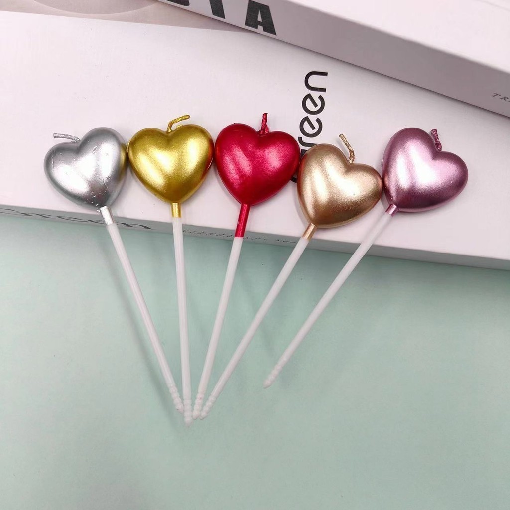 โค้ดส่งฟรี  เทียนวันเกิดรูปหัวใจ 1ชิ้น/ชุด เทียน HAPPY BIRTHDAY เทียนวันเกิด  เทียนปักเค้ก เทียนดอกไม้