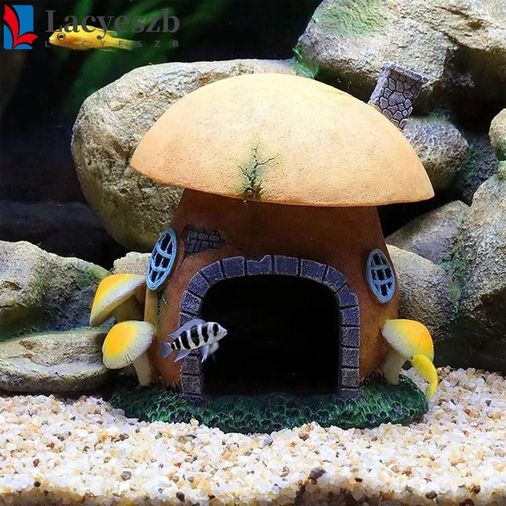 Lacyeszb บ้านสังข์เห็ด, ตกแต่งจําลองปลากุ้งซ่อน, ถ้ําซ่อนปลา PVC Mini Conch เครื่องประดับถังปลา