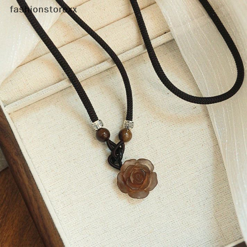 [ADP สไตล์แฟชั่นย้อนยุคเชือกถักสร้อยคอผีเสื้อดอกไม้ดวงจันทร์ความปลอดภัยหัวเข็มขัดจี้สร้อยคอผู้หญิงเค