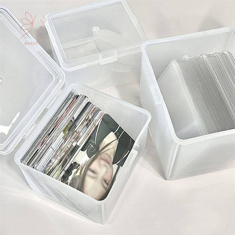 [maybeauty] Photocards Storage Box Transparent Stickers Korea Idol Card Holder Desk Storage Organizer Classification Box Stationery {TH}