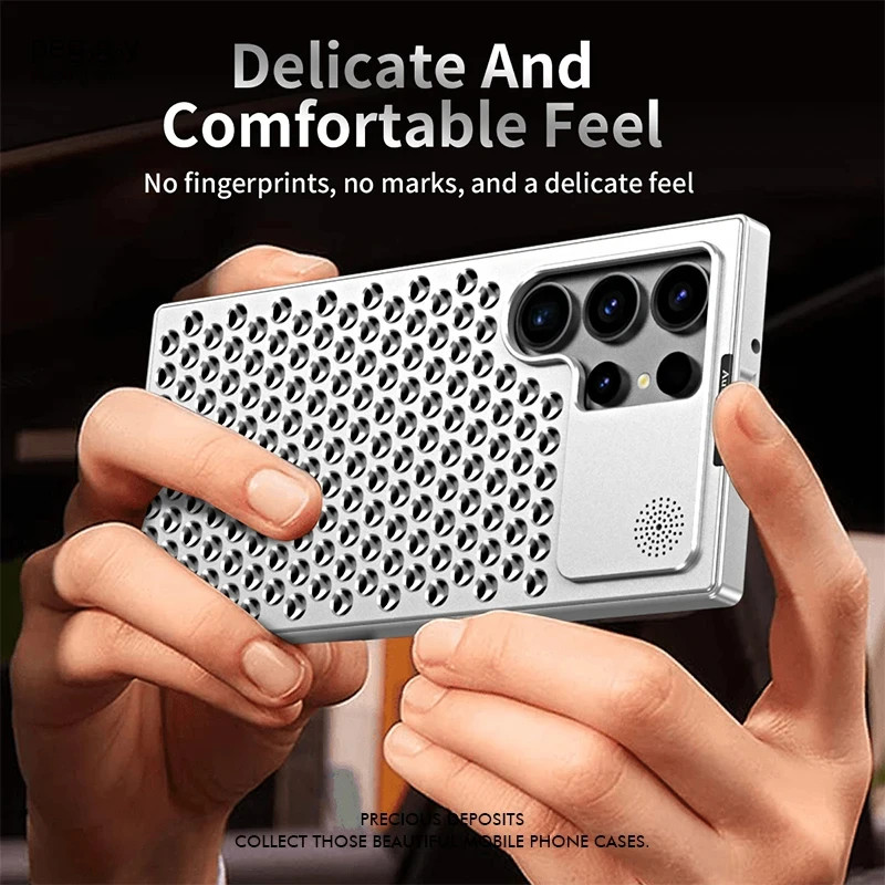 SAMSUNG อลูมิเนียมกระจายความร้อนเคสโทรศัพท์สําหรับsamsung Galaxy S23Ultra S22 Ultra S24 Ultra Plus Breathableน้ําหอมฝาครอบโทรศัพท์