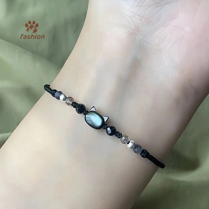 [แฟชั่น] แฮนด์เมดคู่สร้อยข้อมือแมวน่ารักเฉพาะสไตล์เชือกมือสําหรับผู้หญิงผู้ชายที่ละเอียดอ่อนลูกปัดทอสร้อยข้อมืออุปกรณ์เสริมของขวัญ {ไทย}