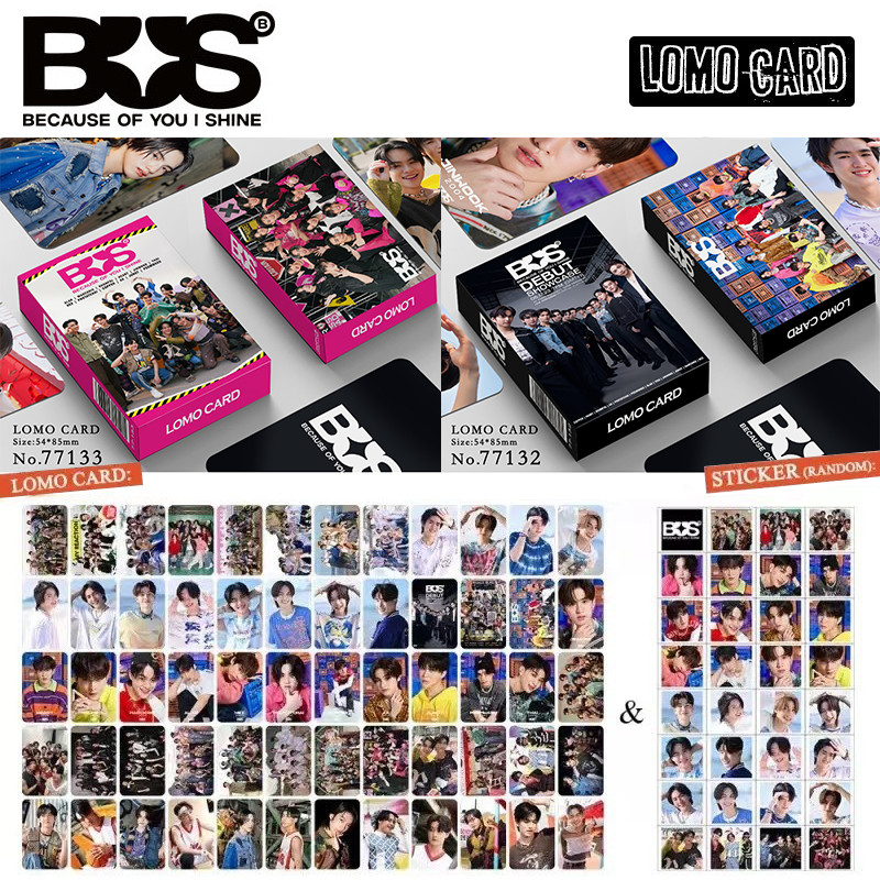Hot Lomo Card BUS 60 การ์ด + 32 สติกเกอร์ 2024 ไทยยอดนิยมกลุ่มไอดอลชาย BUS Photocards การ์ดสองด้าน เพราะคุณ I Shine Idol ของสะสม