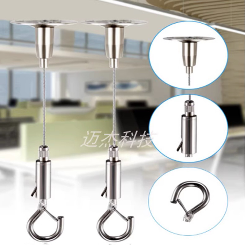 Double Safety Hook Sling Billboard รูปภาพแขวนเชือกตะขอเชือกปรับ Retractable เชือกลวดคงที่ Locker