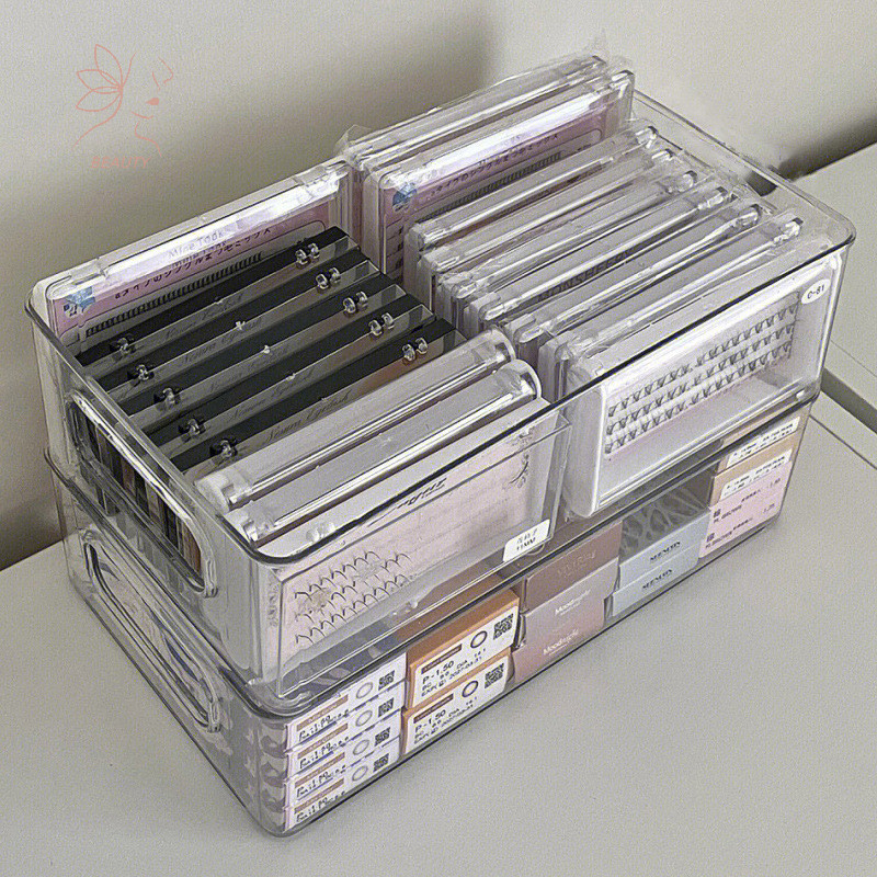 [maybeauty] กล่องเก็บขนตาปลอมหลายขนาดโปร่งใสสําหรับเครื่องมือต่อขนตาออแกไนเซอร์ Lash Lift อุปกรณ์เสริมโต๊ะทํางาน {TH}