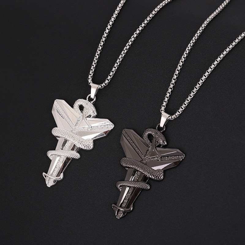 New Product#Hip Hop Commemorative Kobe Black Mamba Viper Cross Necklace Boys and Girls Basketball Fans Pendant Tide Sweater Chain Jewelry4wu