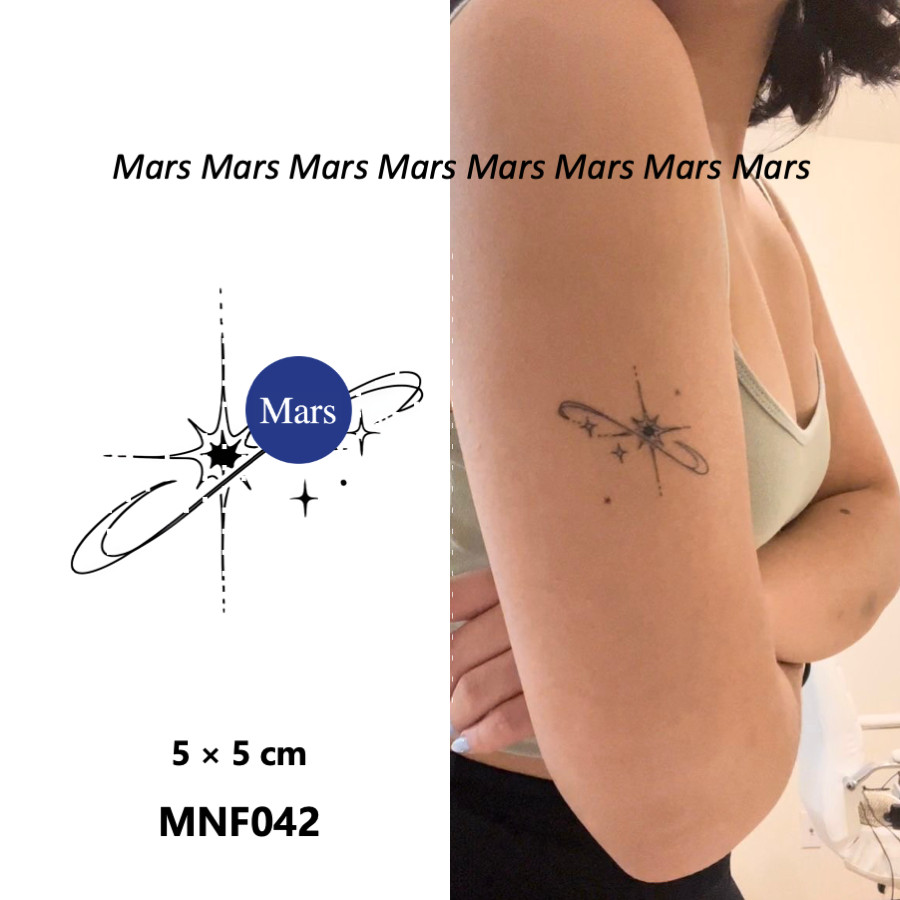 Mars TattooNEW Technology Magic, Long Lasting 2 สัปดาห์, รอยสักกึ่งถาวร, รอยสักชั่วคราว, สติ๊กเกอร์รอยสัก, สักปลอม, Spark, Star, Space, MNF042