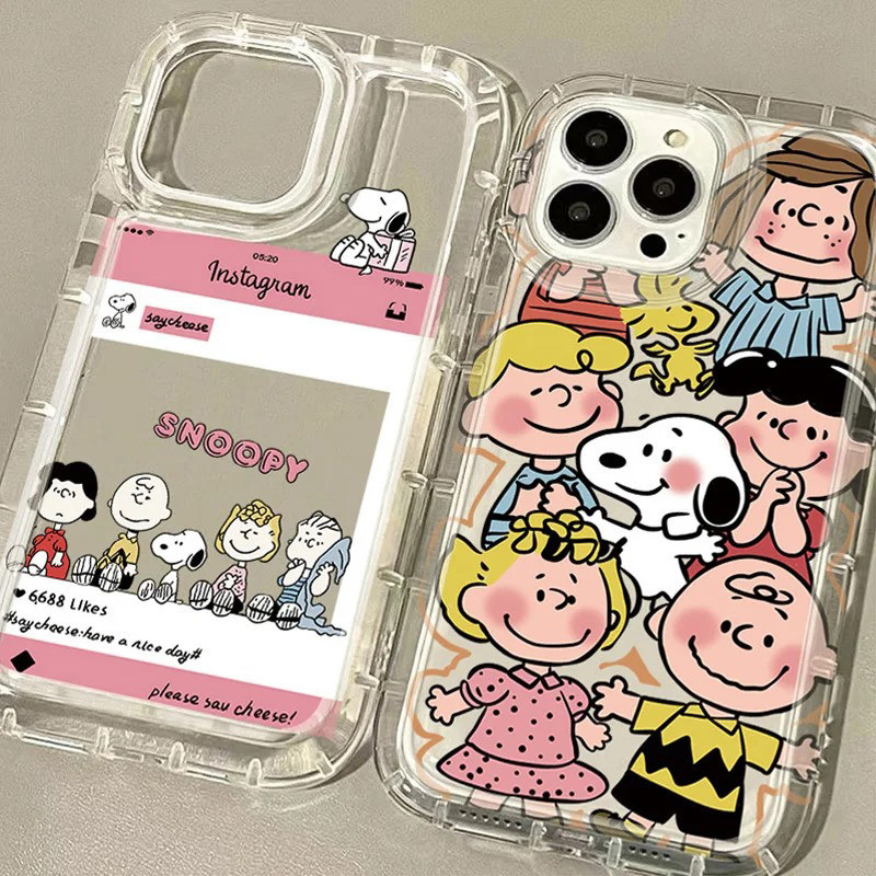 ปลอกสําหรับiphone 15 14 13 12 11 Pro Max XR XS Max X 8 7 Plus SE 2020 2022 น่ารักการ์ตูนS-Snoopyกันกระแทกซิลิคอนปกหลัง