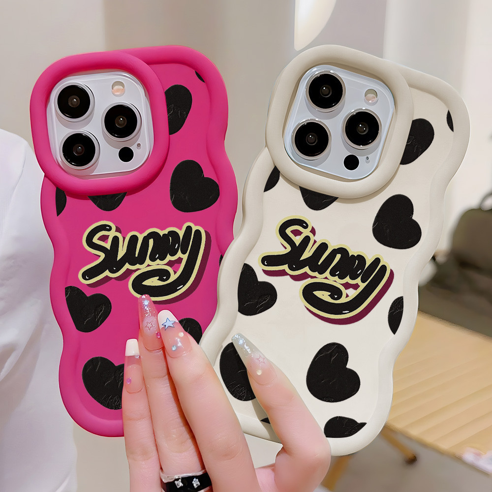 Love Heart เคส for Samsung A05S A24 A34 5G A35 A52 A53 A54 A55 A51 A50 A04 A15 A14 A13 A12 สีแคนดี้ คลื่น กันชน ปิดบัง