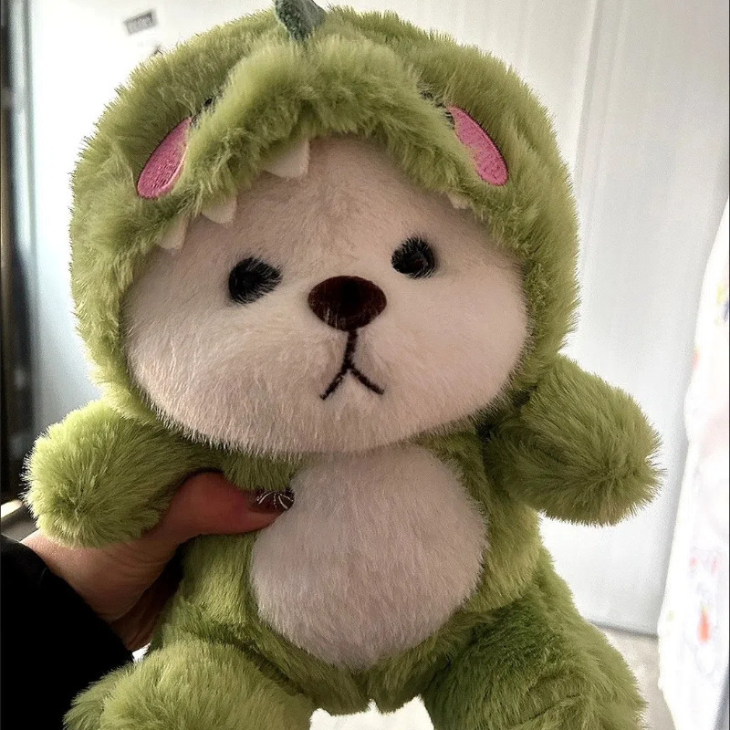 น่ารักการเปลี่ยนแปลงไดโนเสาร์หมีตุ๊กตาตุ๊กตาของเล่นตุ๊กตาการ์ตูนหมอนสีเขียวของขวัญวันเกิด