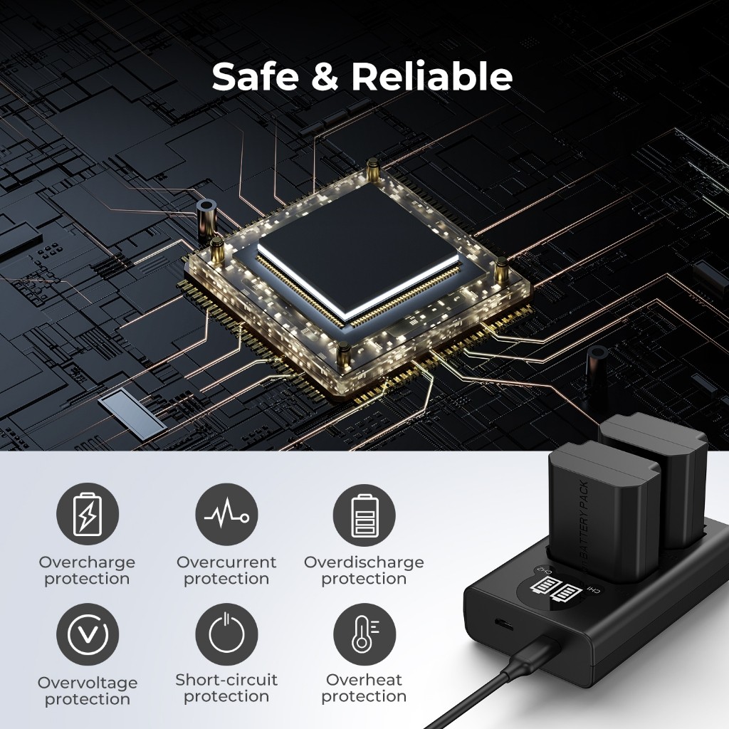 K&F CONCEPT NP-FZ100 ชาร์จแบต Sony🔋 พร้อมจอ LCD 2 ช่อง USB+Type-C ชาร์จเร็ว แบบพกพา 👍