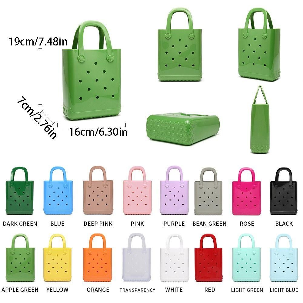 Spepember กระเป๋าชายหาดฤดูร้อน, DIY กระเป๋าถือ PVC สันทนาการพร้อมรู, Anti-slip กันน้ํา Sandproof Candy กระเป๋าถือสีผู้หญิง