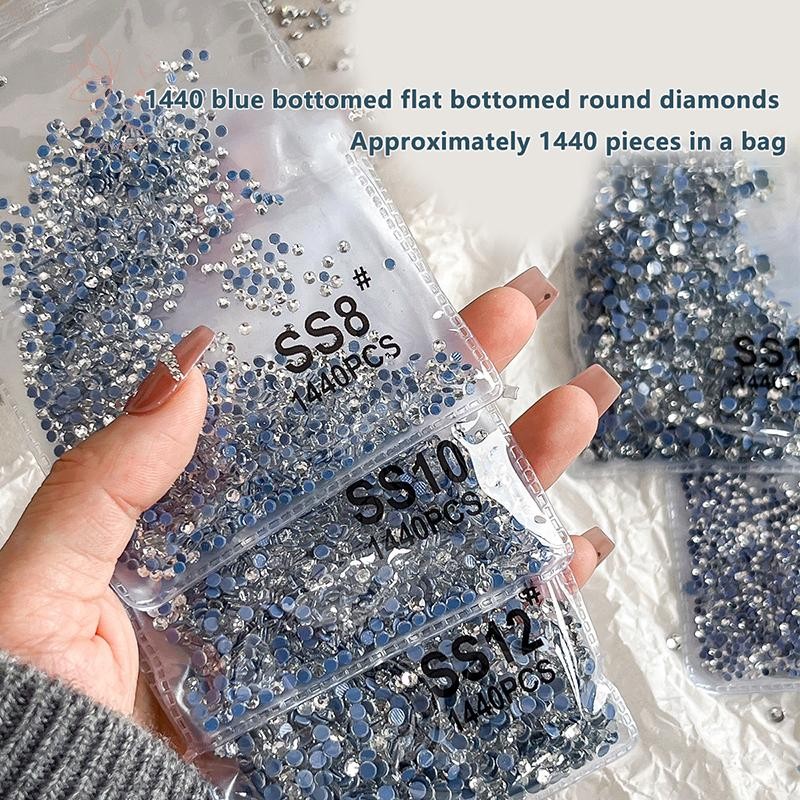 [maybeauty] 1000/1440pcs Rhinestones SS3-SS20 FlatBack Strass เย็บและผ้าเสื้อผ้าตกแต่งเล็บ {TH}