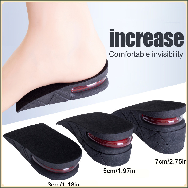 พื้นรองเท้าลิฟต์สำหรับผู้ชายและผู้หญิง – ปรับความสูง 3-7 ซม., พร้อมเบาะลมยกสูง, ออกแบบมองไม่เห็นและกันลื่น