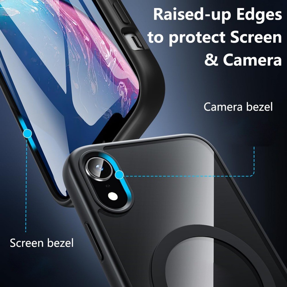 เหมาะสําหรับ iPhone XR XS Max X 11 12 13 14 15 16 Pro Max 7 8 Plus 13mini 12mini แม่เหล็กโปร่งใส PC กลับ TPU เคสโทรศัพท์กันกระแทก - รูปที่ 3