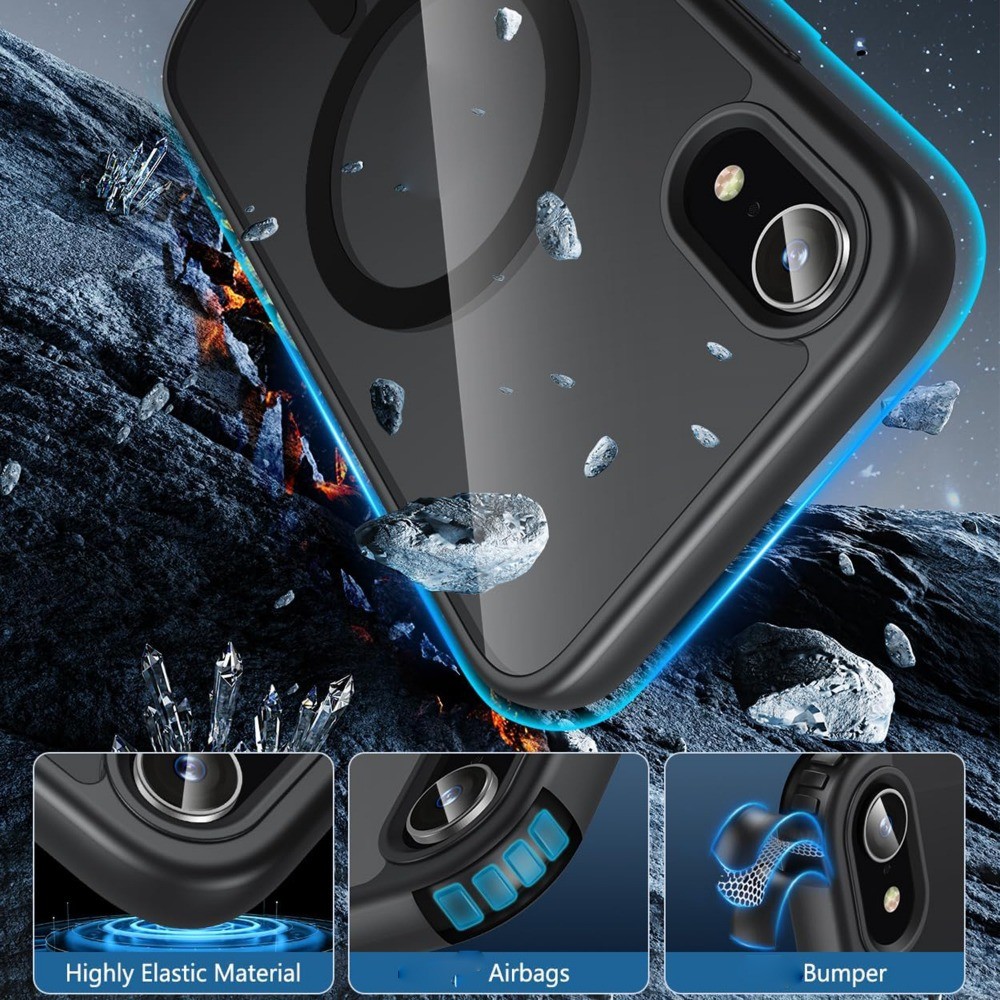 เหมาะสําหรับ iPhone XR XS Max X 11 12 13 14 15 16 Pro Max 7 8 Plus 13mini 12mini แม่เหล็กโปร่งใส PC กลับ TPU เคสโทรศัพท์กันกระแทก - รูปที่ 6