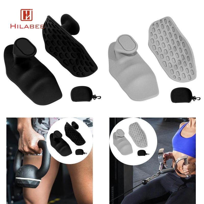 HILABEE 1 คู่  ด้ามจับยิมสําหรับด้ามจับน้ําหนัก Fingerless Silicone Pull up Grips สําหรับ