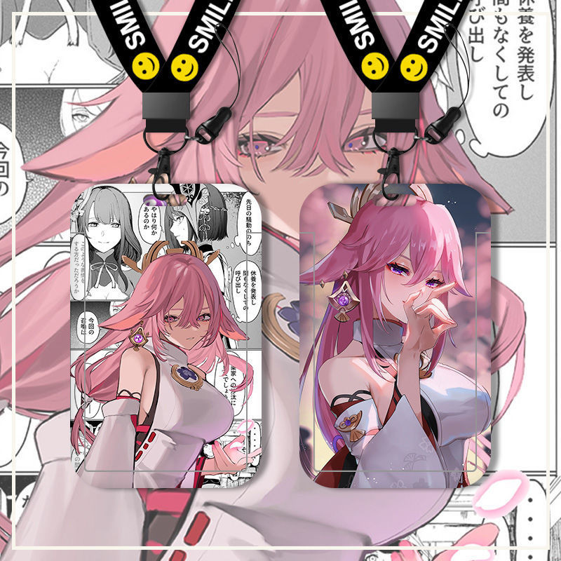 Genshin Impact Yae Miko เวอร์ชั่นใหม่ Customzied Student School ID Card Name Card Holder Bus Card Me