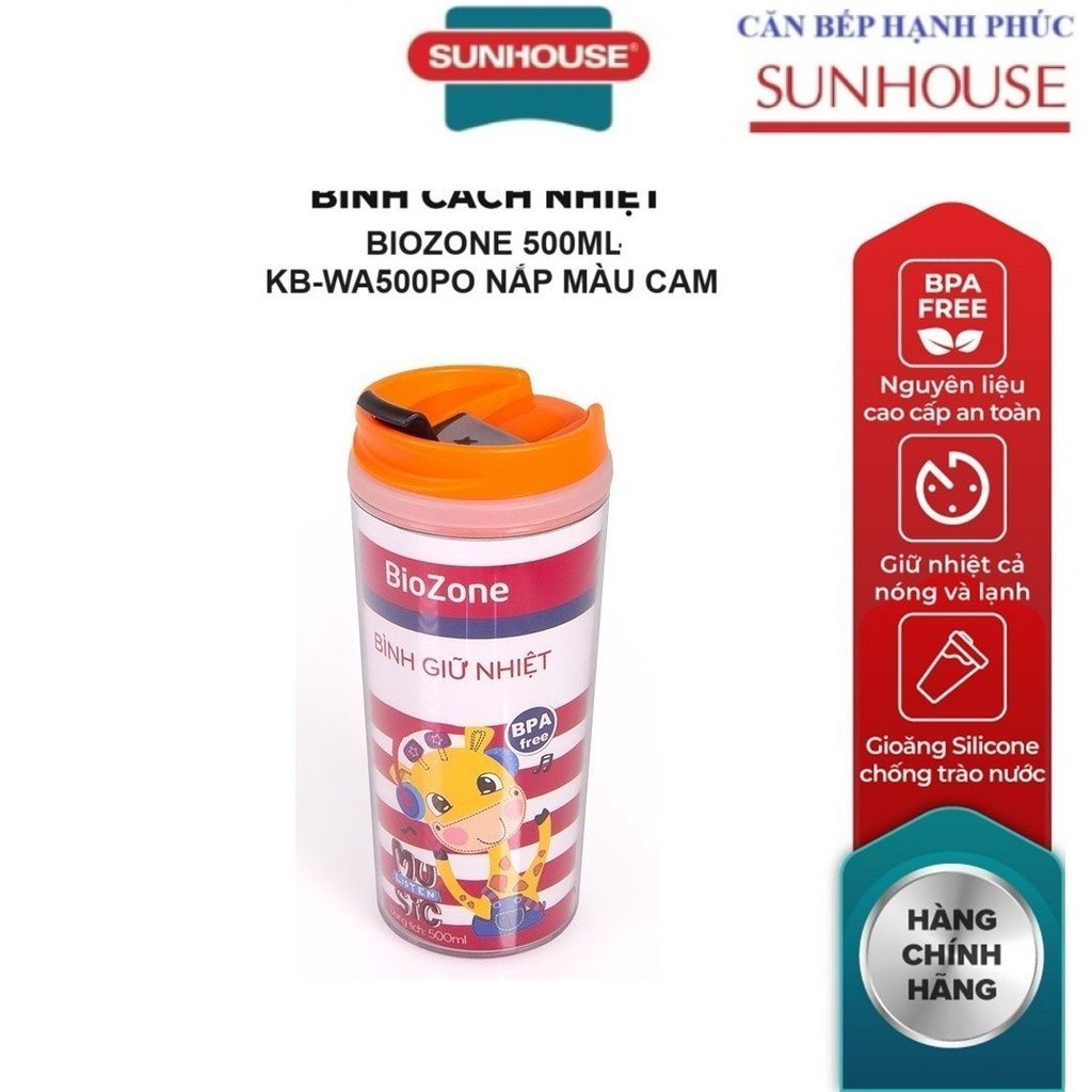 BIOZONE 500ML HEAT BOTTLE KB-WA500PO สีส้ม LID