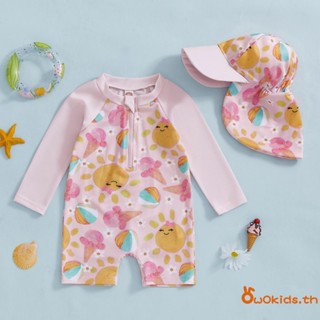 Kids Girl Rash Guard ชุดว่ายน้ําเครื่องดื่ม/ไอศกรีมพิมพ์ชุดว…