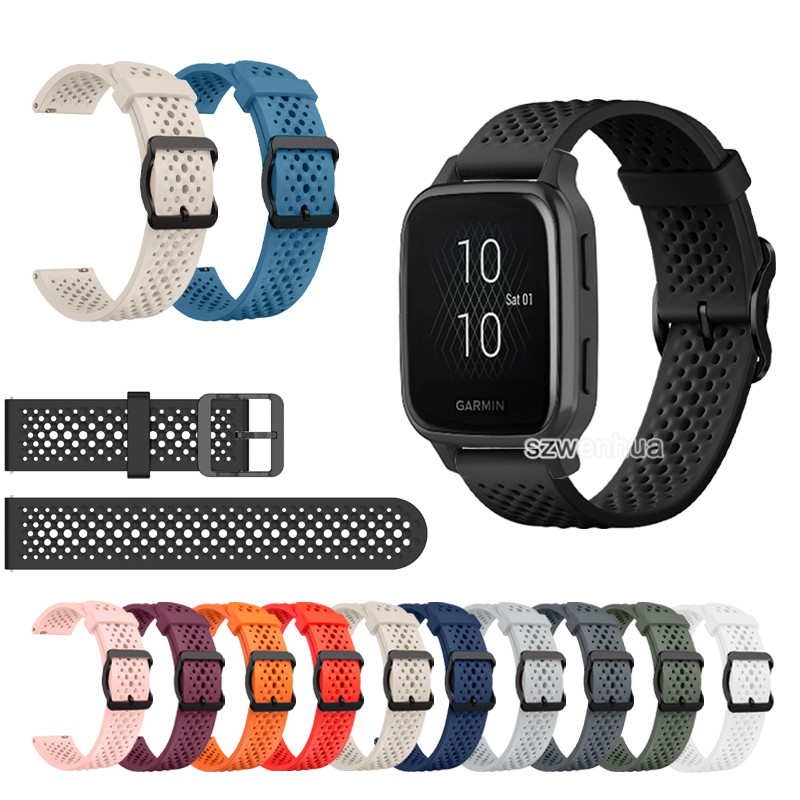 สายรัดซิลิโคนระบายอากาศสําหรับ Garmin Venu Sq Venu 4 3 Vivoactive 5 6 สายรัดน้ําหนักเบา Forerunner 570 265 55 158 165 เพลง
