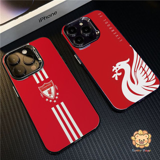 เคสไอโฟนiPhone 17 Pro Maxทีมฟุตบอลลิเวอร์พูลSimple สีทึบ Frosted Electroplate เลนส์ป้องกันเคสโทรศัพท์สําหรับ iPhone 17 Pro Max 16 15 11 7plus 14 12 13 7 8 Plus XR XS