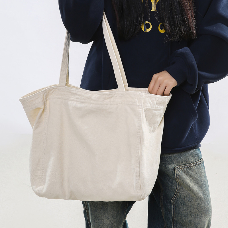 Simple Canvas Tote Bag Large Capacity Women's Shoulder Bag Environmental Protection Shopping Bag