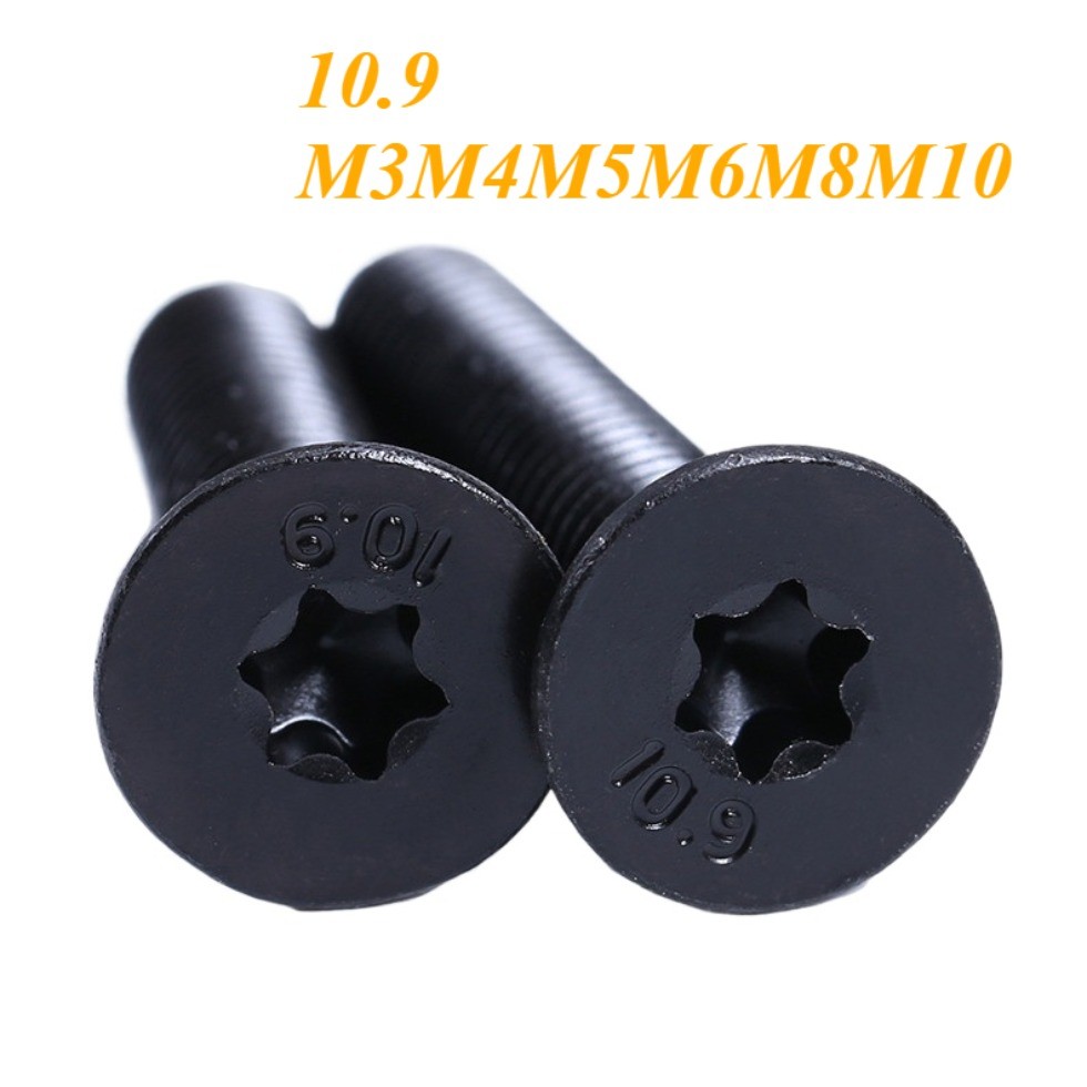 10.9 เกรดสีดํา High-Strength GB2673 Countersunk หัวแบน M3M4M5M6M8M10 Torx สกรูป้องกันการโจรกรรมสกรูเครื่อง