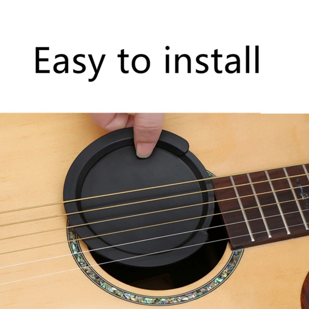 <RAINBBWW-TH ลดกระหน่ํา >Black Acoustic Guitar Sound Hole Cover ซิลิกาเจล Muffler Cover Guitarist - รูปที่ 3