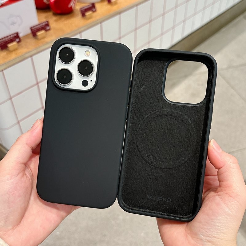 Real Liquid SiliconAnti paste และกันน้ํา Ultra Soft Strong Magnetic Velvet Non-slip Casing Case สําหรับ Apple Ip IPhone 11 12 13 14 15 16 Pro Max 14 15 16 Plus Anti-Fingerprint