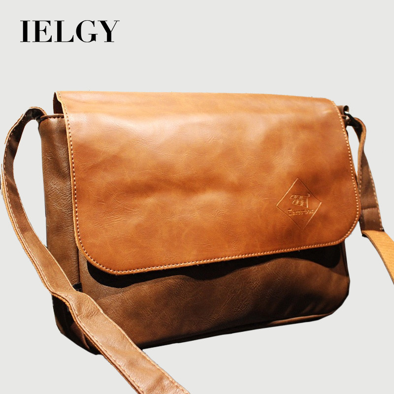 IELGY حقيبة كروس رجالية ريترو جلد صناعي كبيرة