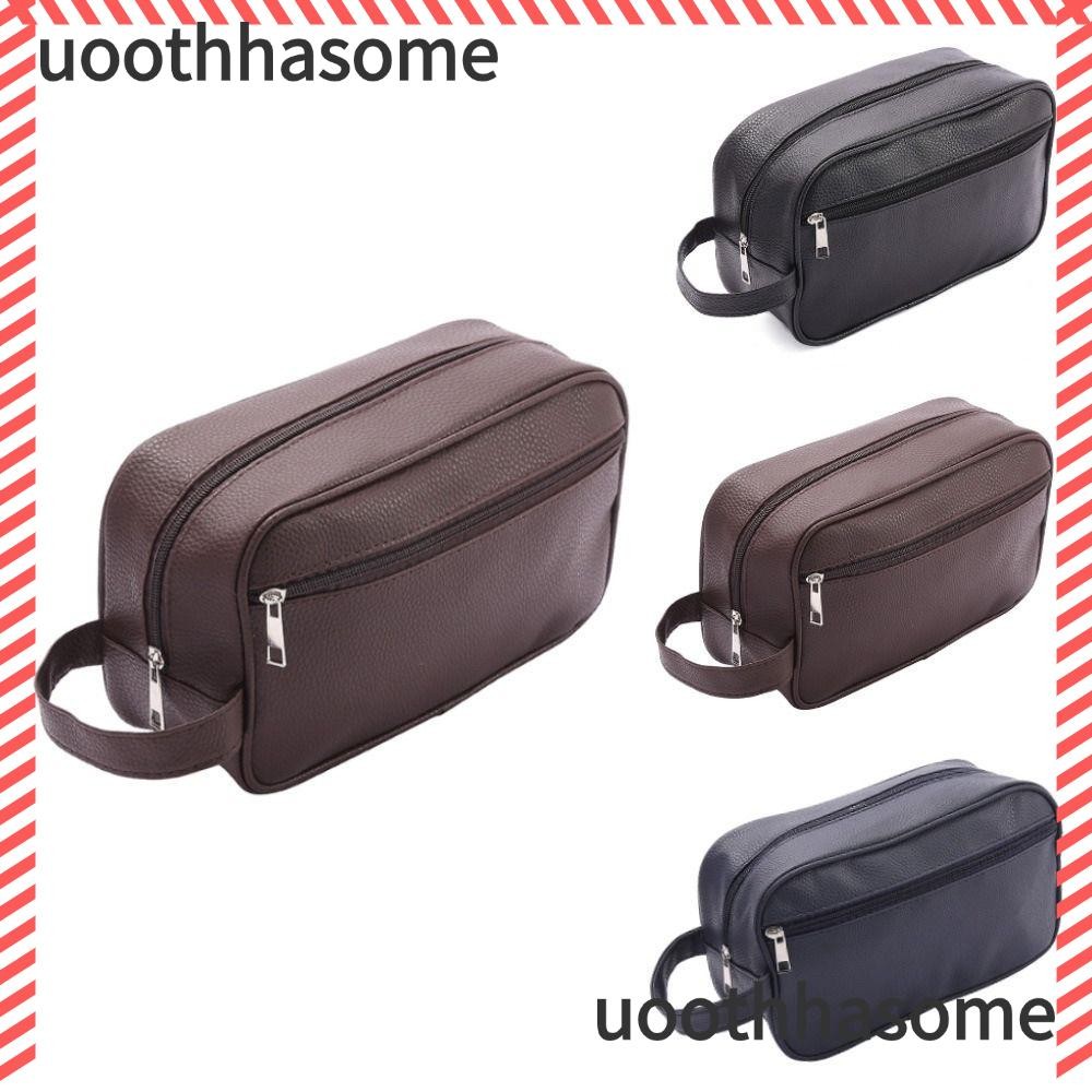 Uoothasome กระเป๋าเครื่องสําอางผู้ชาย, เครื่องสําอาง Organizer Travel Zipper กระเป๋าแต่งหน้า, หนัง PU ความจุขนาดใหญ่กระเป๋าเก็บกระเป๋าแป้ง