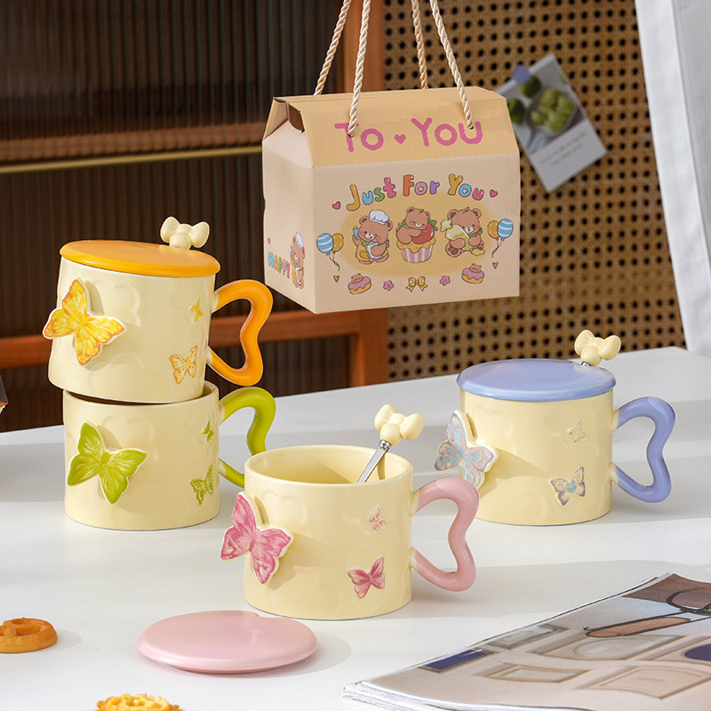 [คลังสินค้าพร้อม] แก้ว MJshop ลายนูนพร้อมฝาปิด High-value ins