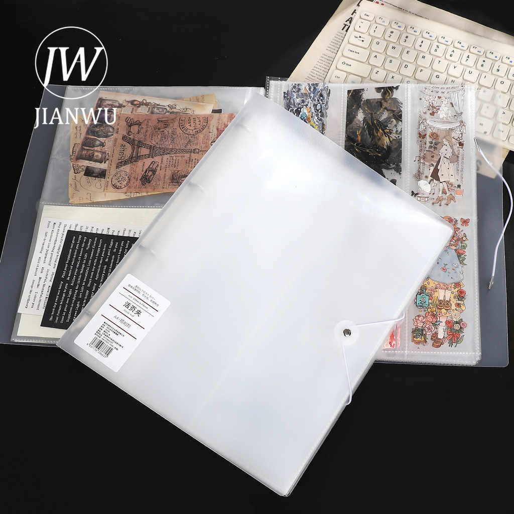 Jianwu A4 อะนิเมะโปสการ์ดโปร่งใสหลวม Leaf Storage Card Book Creative DIY Journal วัสดุอุปกรณ์นักเรียนเครื่องเขียน