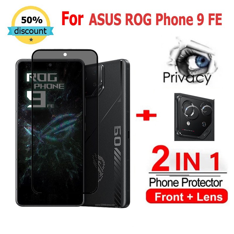 2 in 1 ฟิล์ม ASUS ROG Phone 9 FE ฟิล์มกระจกนิรภัยกันรอยหน้าจอ กันแอบมอง เพื่อความเป็นส่วนตัว สําหรับ Asus Zenfone 12 Ultra 9 10 ROG Phone 9 7 5 8 6 5s Pro Ultimate 5G ฟิล์มกันรอย ฟิล์มกล้อง
