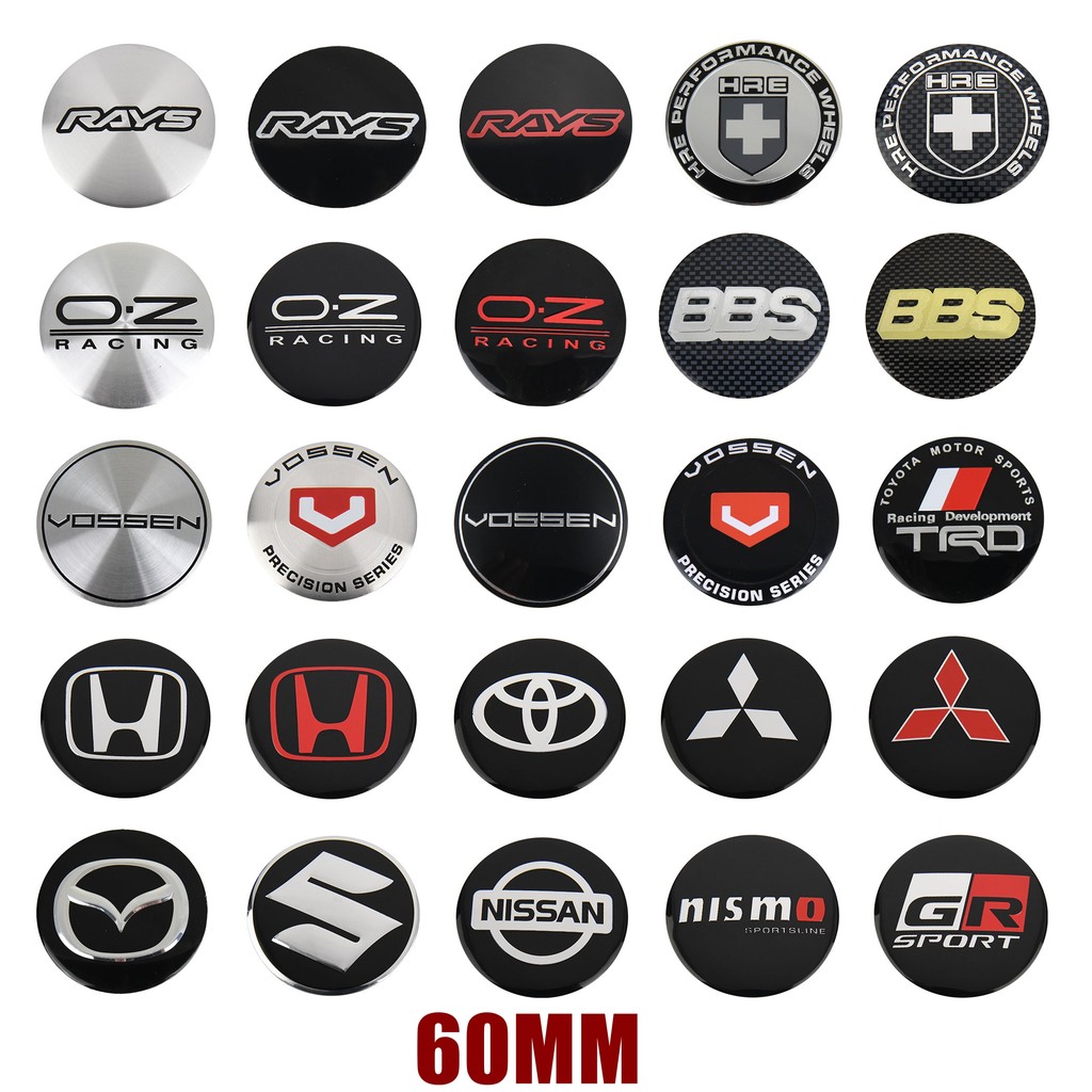 4ตัว อลูมิเนียม 60มม สติ๊กเกอร์ฝาครอบดุมล้อ RAYS VOSSEN ฝาปิดดุมล้อ สติ๊กเกอร์  HRE OZ ขอบ โลโก้ สติกเกอร์ฝาดุมล้อ ฮอนด้า โตโยต้า จีอาร์ มิตซูบิชิ นิสสัน ซูซูกิ มาสด้า TRD