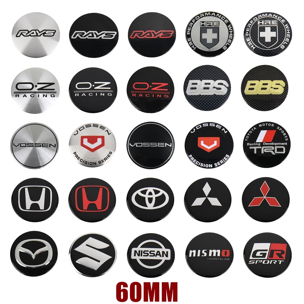 4ตัว อลูมิเนียม 60มม สติ๊กเกอร์ฝาครอบดุมล้อ RAYS VOSSEN ฝาปิดดุมล้อ สติ๊กเกอร์ HRE OZ ขอบ โลโก้ สติกเกอร์ฝาดุมล้อ ฮอนด้า โตโยต้า จีอาร์ มิตซูบิชิ นิสสัน ซูซูกิ มาสด้า TRD