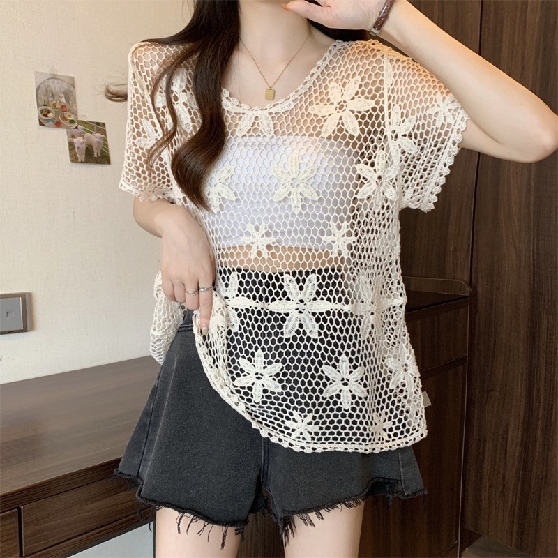 Ajaygna1991 เสื้อผ้าแฟชั่น เสื้อไหมพรม แบบถัก สไตล์เซ็กซี่ ใส่ไปทะเล มีหลายแบบ พร้อมส่งในไทย EA