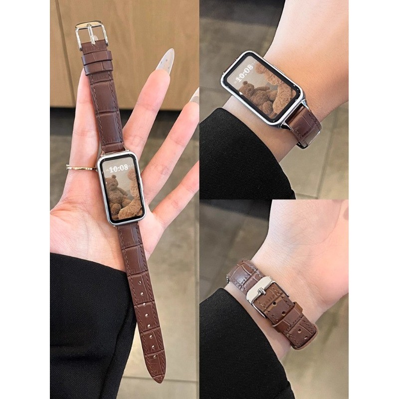 สายหนังแท้สําหรับhuawei Band 10 9 8 NFCนาฬิกาFit2 Fit3 GT 5pro 4 3 2 2pro 46 มม.42 มม.41 มม.43 มม.48 มม.สายนาฬิกาลายจระเข้สายรัดบุรุษเปลี่ยนสร้อยข้อมือ ราคา ถูกที่สุด ดีลบีเคเค แกลเลอรีภาพที่ 7