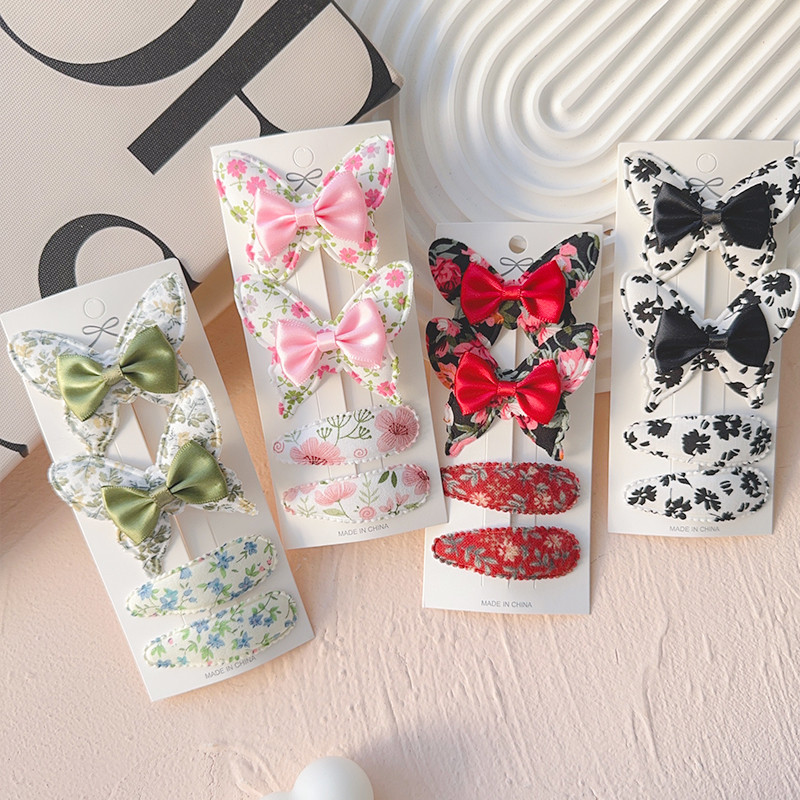 4ชิ้นใหม่สาวผีเสื้อคลิปผมและbbคลิปชุดหวานกุทัณฑ์อุปกรณ์ผมเด็กที่ทําด้วยมือเด็ก ชม. หูฟัง