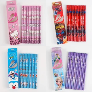 ดินสอไม้ HB (12 แท่ง) ลายการ์ตูน เครื่องเขียน Pencil | Bluerubystore