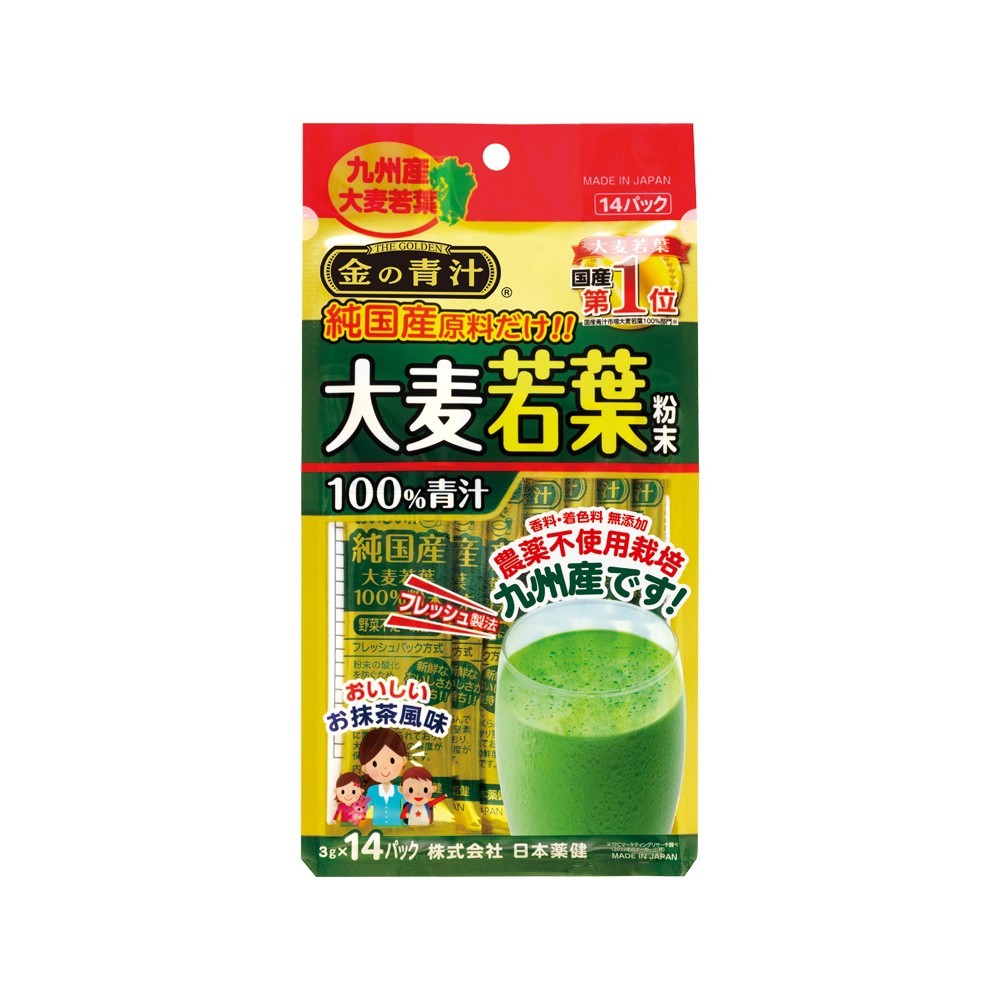 NIHONYAKKEN100%Japan-made young barley grass powder (14 Packet)/ผงต้นอ่อนข้าวบาร์เลย์ 100% จากประเทศญี่ปุ่น (14 ซอง)