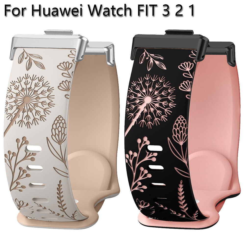 พิมพ์การออกแบบสําหรับ Huawei Watch Fit 3 สร้อยข้อมือสายรัดซิลิโคนแกะสลักสายนาฬิกาสําหรับ Huawei นาฬิ