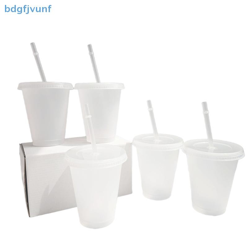 Bdgf 475ml แก้วฟางพร้อมฝาปิด แก้วน้ําพลาสติกเกรดอาหาร PP แบบใช้ซ้ําได้ Drinkware TH