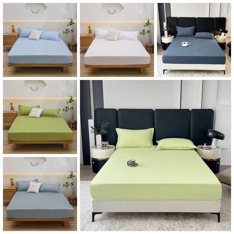 สีทึบ ผ้าปูที่นอน ผ้าปู 6ฟุต/5ฟุต/3.5ฟุต ผ้าปูรัดมุม bedsheet เทา /เขียว/ขาว/ชมพู - รูปที่ 5