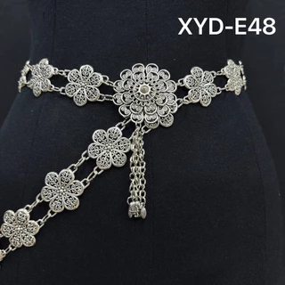 Vintage jewelry เครืองประดับโบราณเข็มขัดดอกไม้อีสานชุดล้านนาไทหัวเข็มขัด สีเงิน thai belts