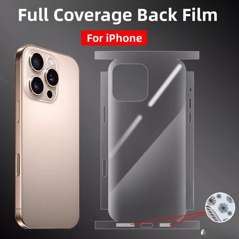 ฟิล์มด้านหลังสําหรับ iPhone 17 Pro 16 15 Pro Max 14 Plus 13 12 Pro Hydrogel Film Full Coverage ฟิล์มป้องกันสําหรับ iPhone 17/16/15/14/13/12/11 Series
