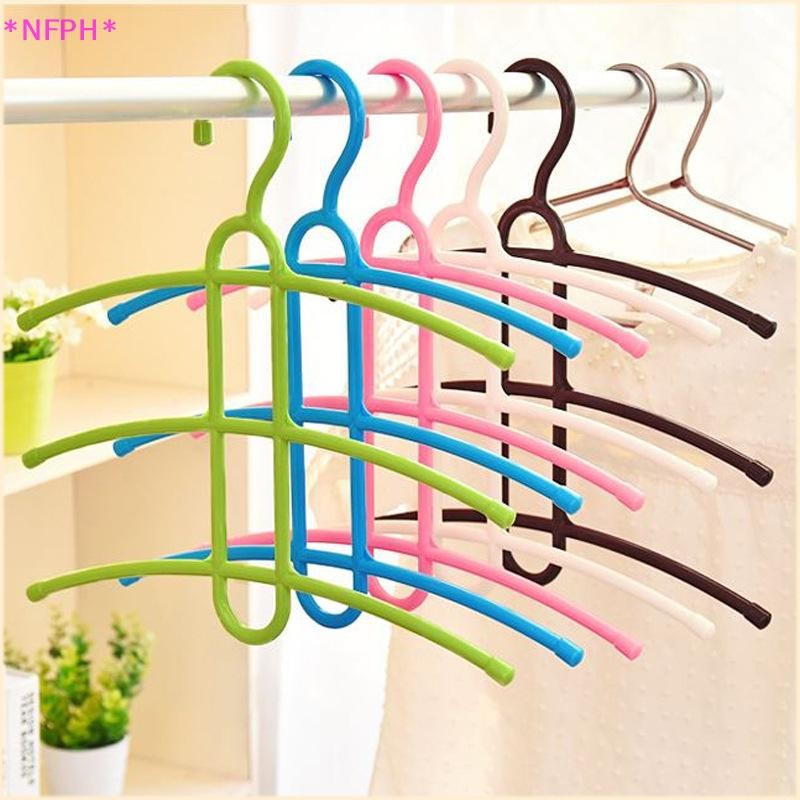 Nfph> 1ชิ้นพลาสติกก้างปลา3ชั้นมัลติฟังก์ชั่ไม้แขวนเสื้อตู้เสื้อผ้าออแกไนเซอร์ประหยัดพื้นที่ไม้แขวนเสื้อป้องกันการลื่นไถลชั้นวางเสื้