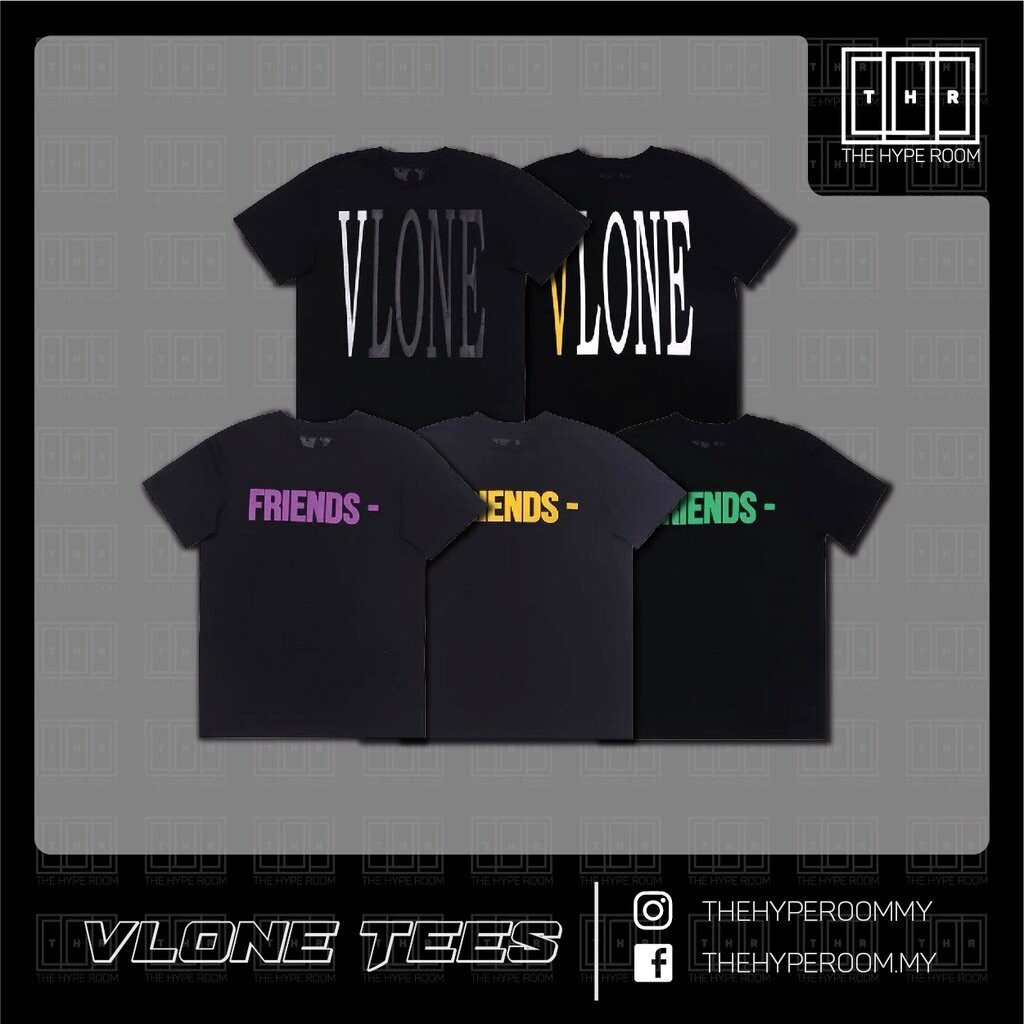 Vlone น่ารัก 3M สะท้อนแสงเพื่อน Hype Streetwear/คู่/Unisex/Party เสื้อยืดกราฟิก
