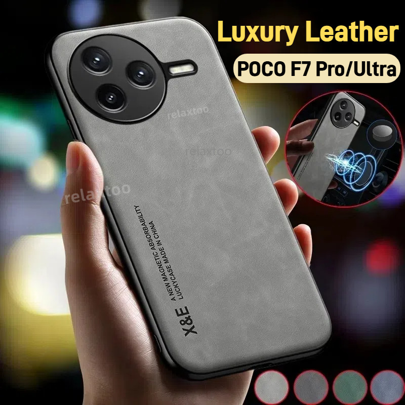 ปลอกสําหรับ Xiaomi POCOF7 Poco F7 Pro Ultra F7pro F7Ultra PocoF7pro PocoF7Ultra 5G หนังนุ่มคู่ผู้ถือรถแม่เหล็กเคสโทรศัพท์กันกระแทกป้องกันกลับปลอกฝาครอบ